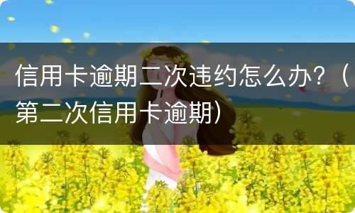 信用卡逾期二次违约怎么办?（第二次信用卡逾期）