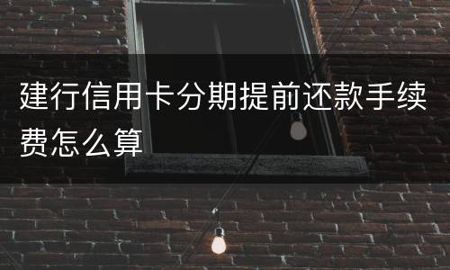 建行信用卡分期提前还款手续费怎么算