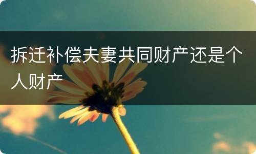 拆迁补偿夫妻共同财产还是个人财产