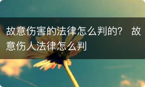 故意伤害的法律怎么判的？ 故意伤人法律怎么判
