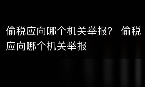 偷税应向哪个机关举报？ 偷税应向哪个机关举报