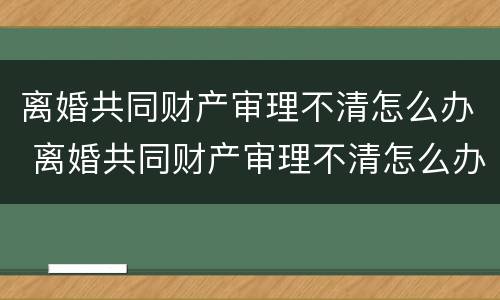 离婚共同财产审理不清怎么办 离婚共同财产审理不清怎么办理