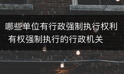 哪些单位有行政强制执行权利 有权强制执行的行政机关