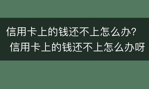 信用卡上的钱还不上怎么办？ 信用卡上的钱还不上怎么办呀
