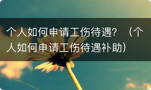 个人如何申请工伤待遇？（个人如何申请工伤待遇补助）