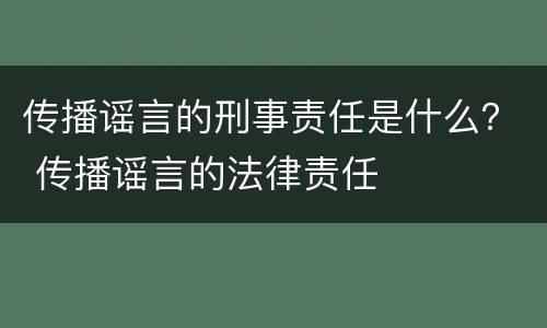 传播谣言的刑事责任是什么？ 传播谣言的法律责任