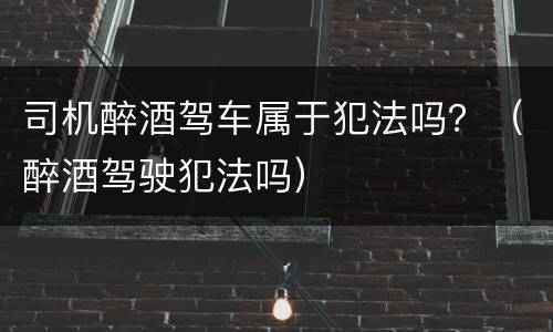 司机醉酒驾车属于犯法吗？（醉酒驾驶犯法吗）