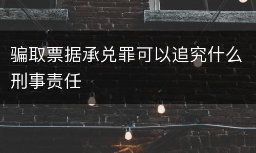 骗取票据承兑罪可以追究什么刑事责任