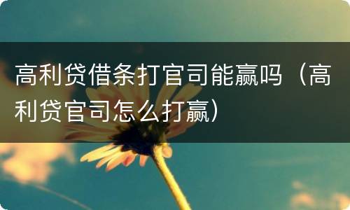 高利贷借条打官司能赢吗（高利贷官司怎么打赢）