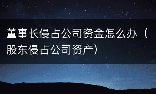 董事长侵占公司资金怎么办（股东侵占公司资产）
