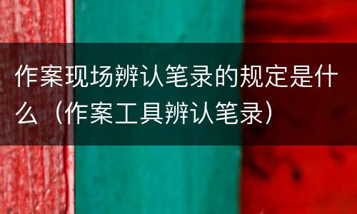 作案现场辨认笔录的规定是什么（作案工具辨认笔录）