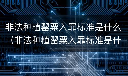 非法种植罂粟入罪标准是什么（非法种植罂粟入罪标准是什么案件）