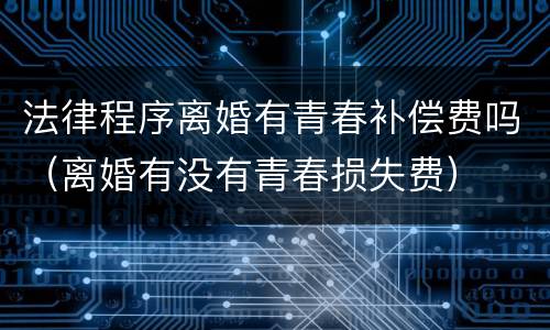 法律程序离婚有青春补偿费吗（离婚有没有青春损失费）