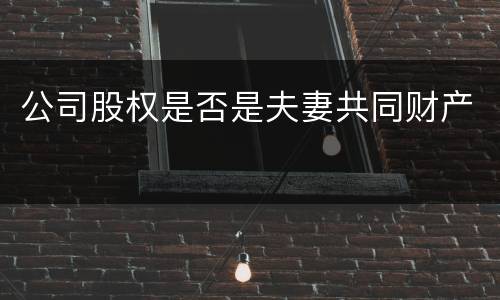 公司股权是否是夫妻共同财产