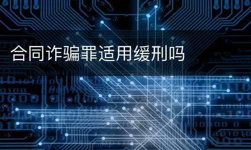 合同诈骗罪适用缓刑吗