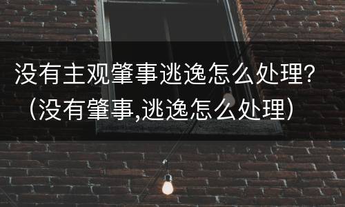 没有主观肇事逃逸怎么处理？（没有肇事,逃逸怎么处理）