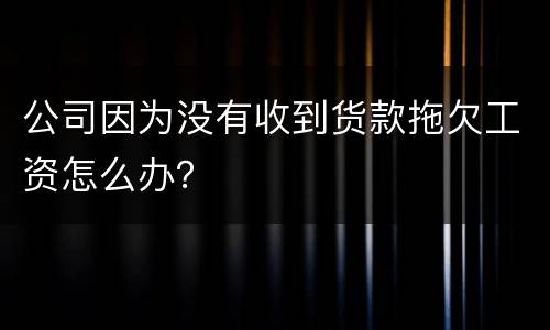公司因为没有收到货款拖欠工资怎么办？