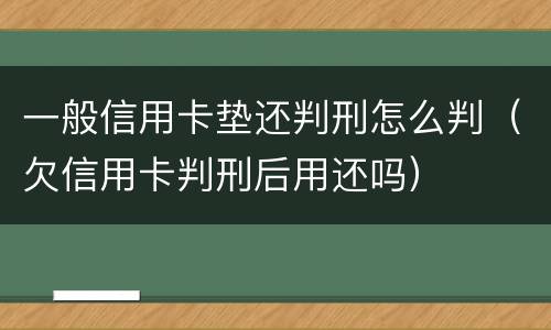 一般信用卡垫还判刑怎么判（欠信用卡判刑后用还吗）