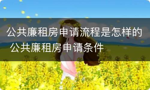 公共廉租房申请流程是怎样的 公共廉租房申请条件