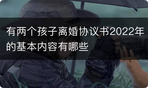 有两个孩子离婚协议书2022年的基本内容有哪些