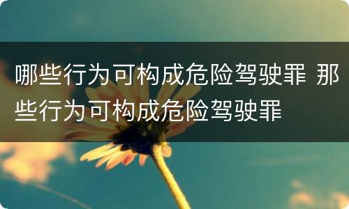 哪些行为可构成危险驾驶罪 那些行为可构成危险驾驶罪