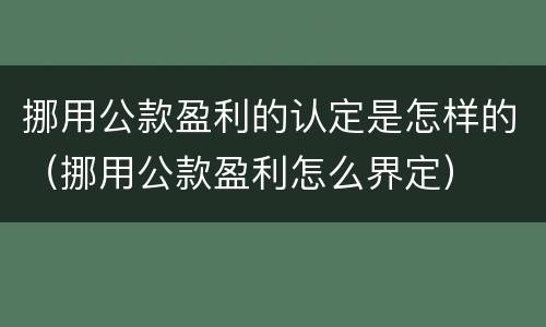 挪用公款盈利的认定是怎样的（挪用公款盈利怎么界定）