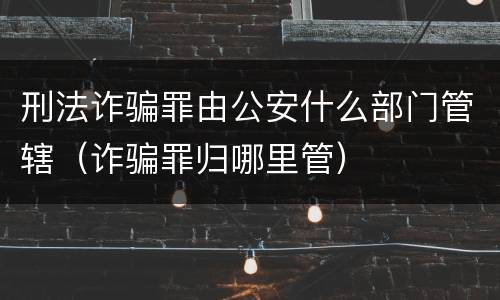 刑法诈骗罪由公安什么部门管辖（诈骗罪归哪里管）