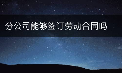 分公司能够签订劳动合同吗