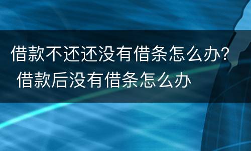 借款不还还没有借条怎么办？ 借款后没有借条怎么办