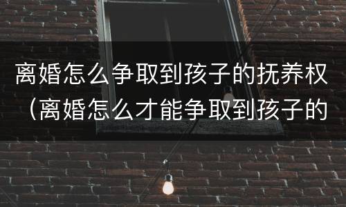 离婚怎么争取到孩子的抚养权（离婚怎么才能争取到孩子的抚养权）