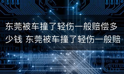 东莞被车撞了轻伤一般赔偿多少钱 东莞被车撞了轻伤一般赔偿多少钱啊