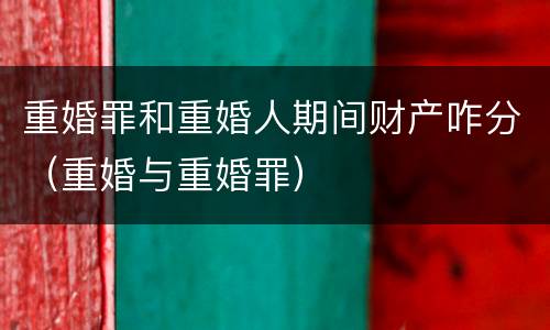 重婚罪和重婚人期间财产咋分（重婚与重婚罪）