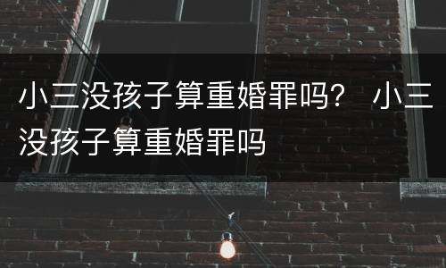 小三没孩子算重婚罪吗？ 小三没孩子算重婚罪吗