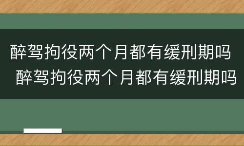 醉驾拘役两个月都有缓刑期吗 醉驾拘役两个月都有缓刑期吗知乎