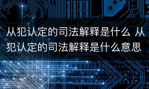 从犯认定的司法解释是什么 从犯认定的司法解释是什么意思