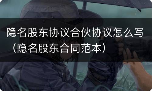 隐名股东协议合伙协议怎么写（隐名股东合同范本）