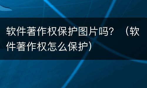 软件著作权保护图片吗？（软件著作权怎么保护）