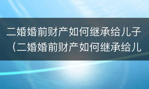 二婚婚前财产如何继承给儿子（二婚婚前财产如何继承给儿子女儿）
