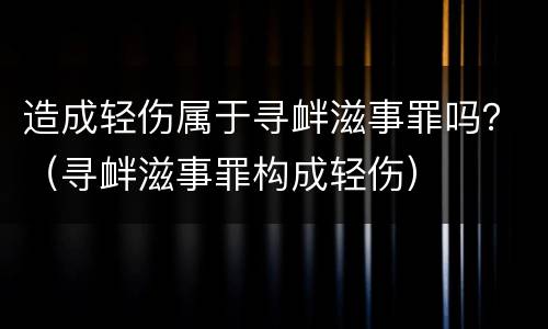 造成轻伤属于寻衅滋事罪吗？（寻衅滋事罪构成轻伤）