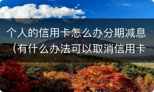 个人的信用卡怎么办分期减息（有什么办法可以取消信用卡分期）