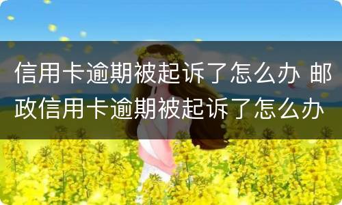 信用卡逾期被起诉了怎么办 邮政信用卡逾期被起诉了怎么办