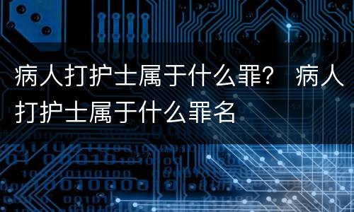 病人打护士属于什么罪？ 病人打护士属于什么罪名