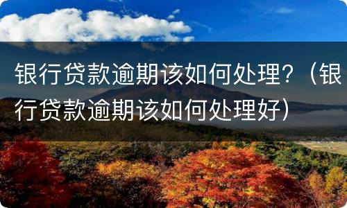 银行贷款逾期该如何处理?（银行贷款逾期该如何处理好）