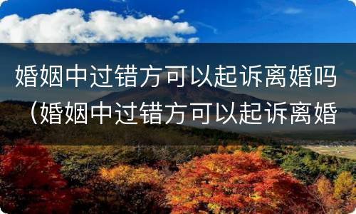 婚姻中过错方可以起诉离婚吗（婚姻中过错方可以起诉离婚吗法律）