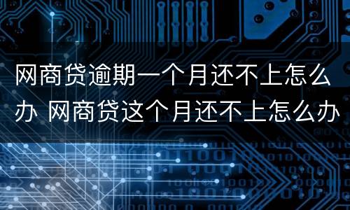 网商贷逾期一个月还不上怎么办 网商贷这个月还不上怎么办