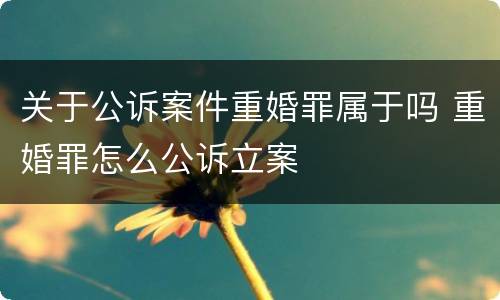 关于公诉案件重婚罪属于吗 重婚罪怎么公诉立案