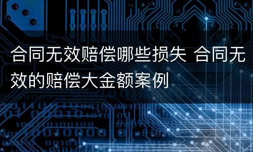 合同无效赔偿哪些损失 合同无效的赔偿大金额案例