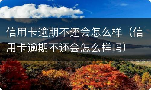 信用卡逾期不还会怎么样（信用卡逾期不还会怎么样吗）