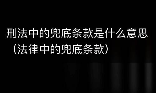 刑法中的兜底条款是什么意思（法律中的兜底条款）