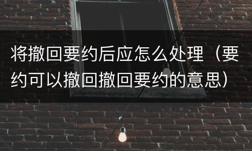 将撤回要约后应怎么处理（要约可以撤回撤回要约的意思）